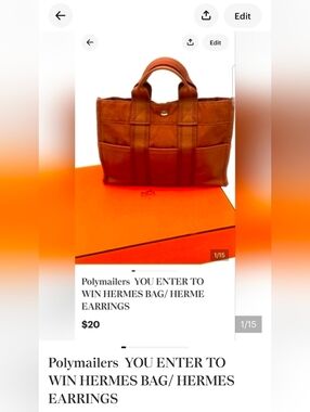 Polymailers  YOU ENTER TO WIN HERMES BAG/ HERMES EARRINGS